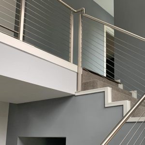 Custom stairs with glass railings